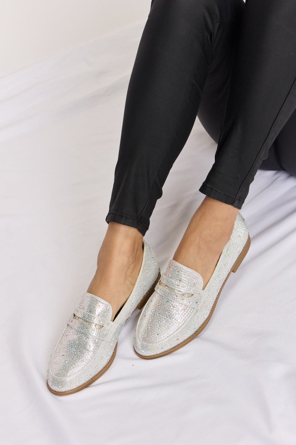 Forever Link Rhinestone Point Toe Loafers.