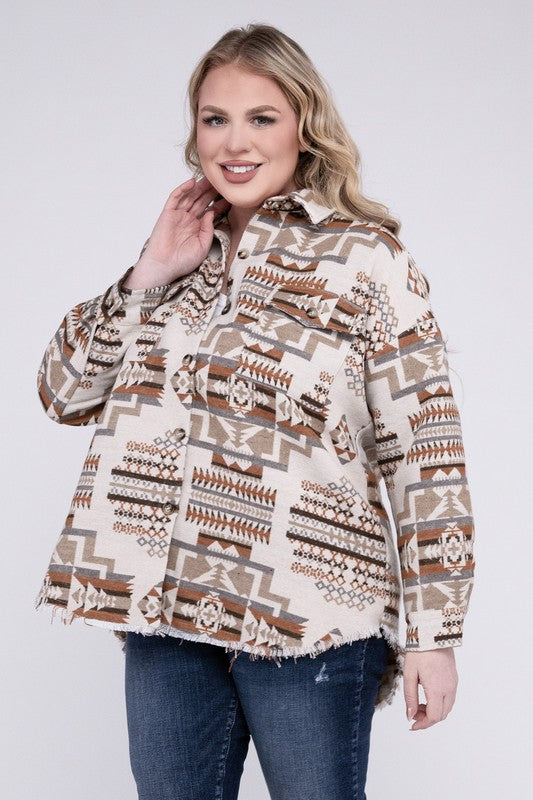 Plus size aztec shacket