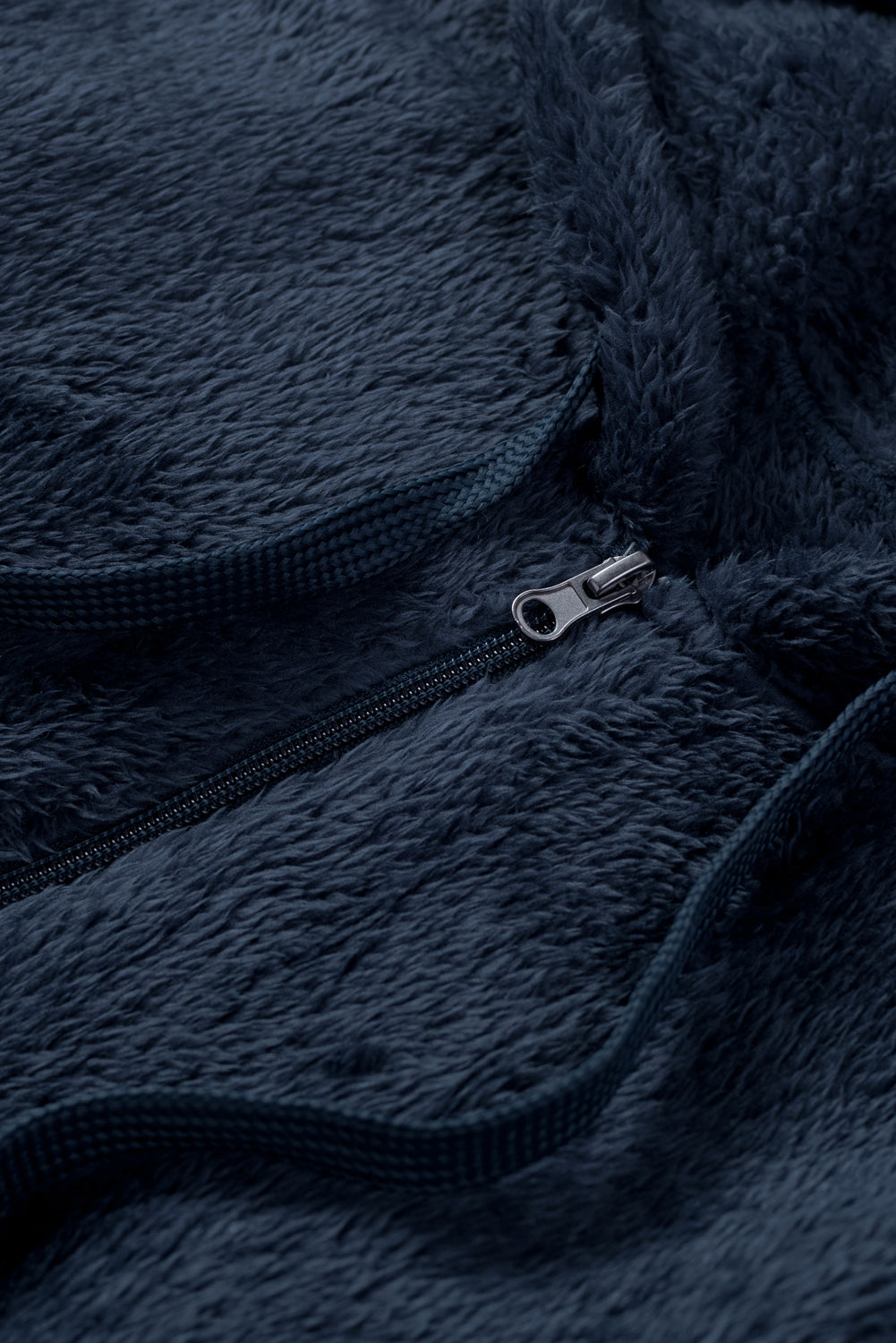 Premium Navy Warm Furry Pullover Hoodie Unisex Winter Sweatshirt