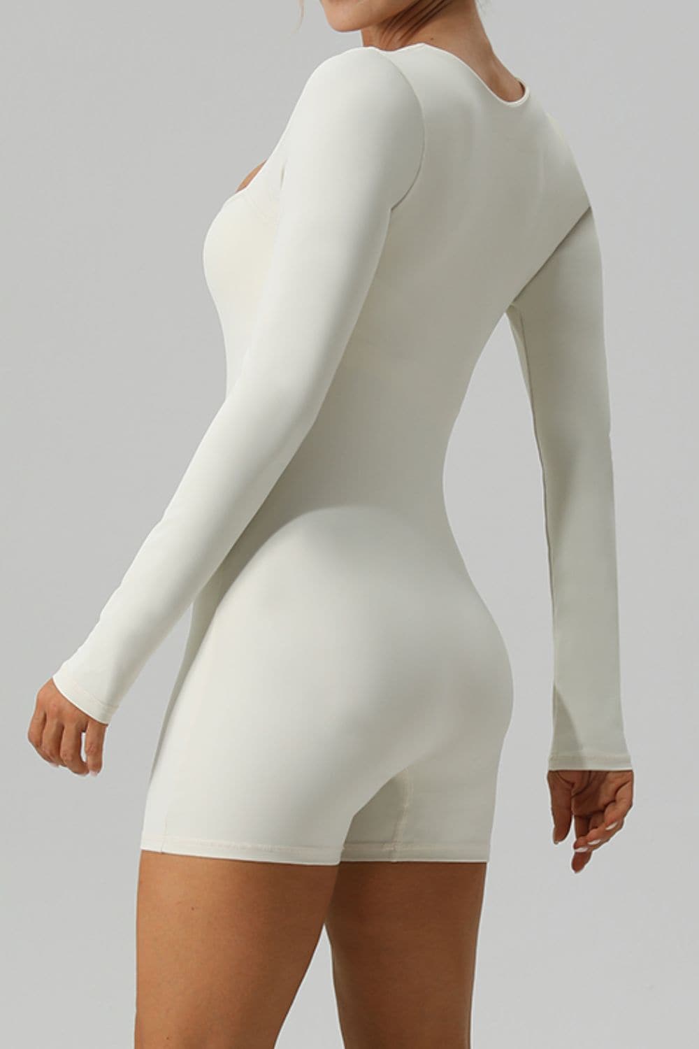 Square Neck Long Sleeve Active Romper.