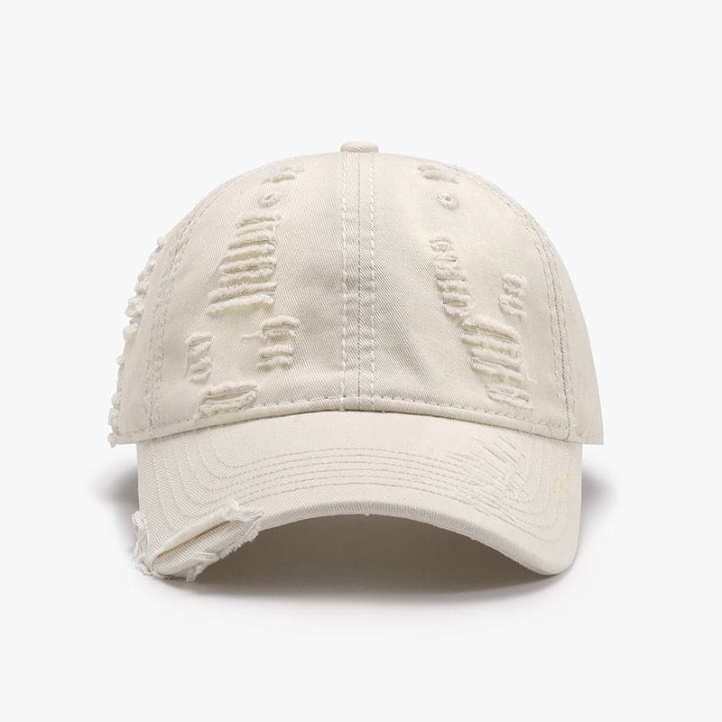 Distressed Adjustable Cotton Baseball Cap.