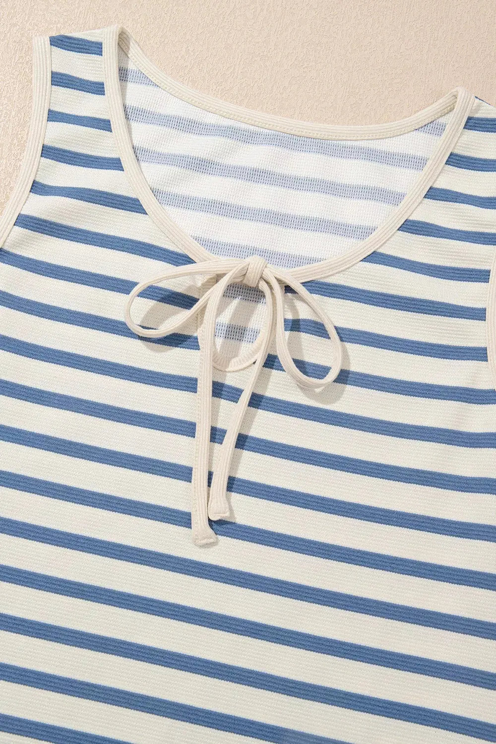 Stripe Tie V Neck Sleeveless Side Slit Midi Dress Simply Love