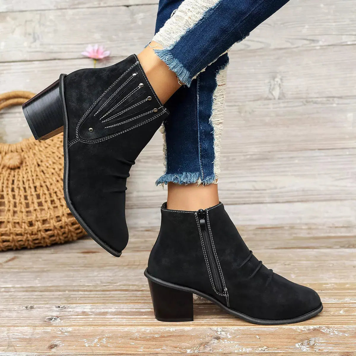 Point Toe Block Heels Boots Simply Love
