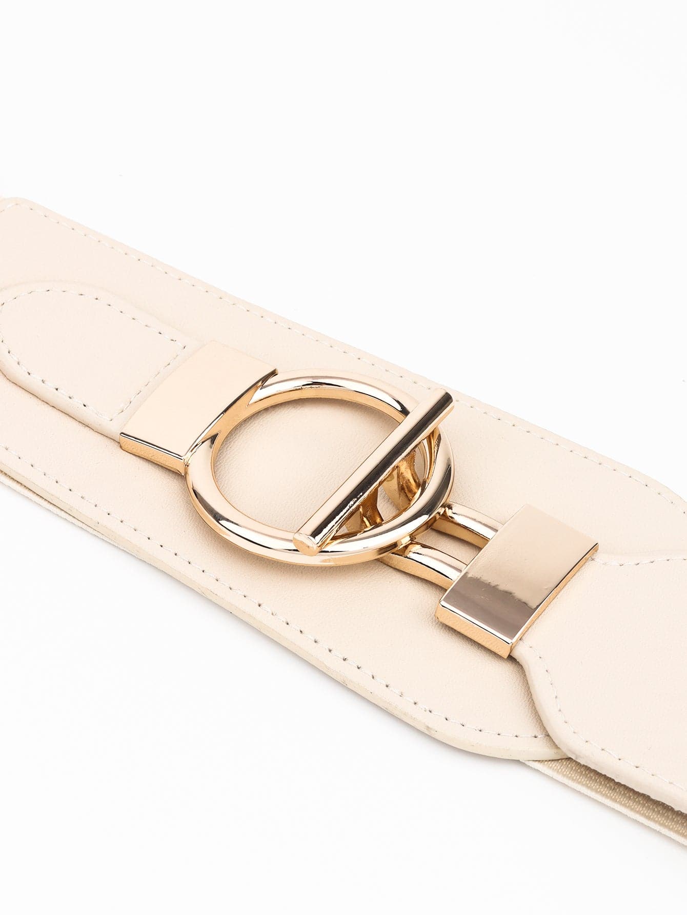 PU Elastic Wide Belt with Alloy Buckle.