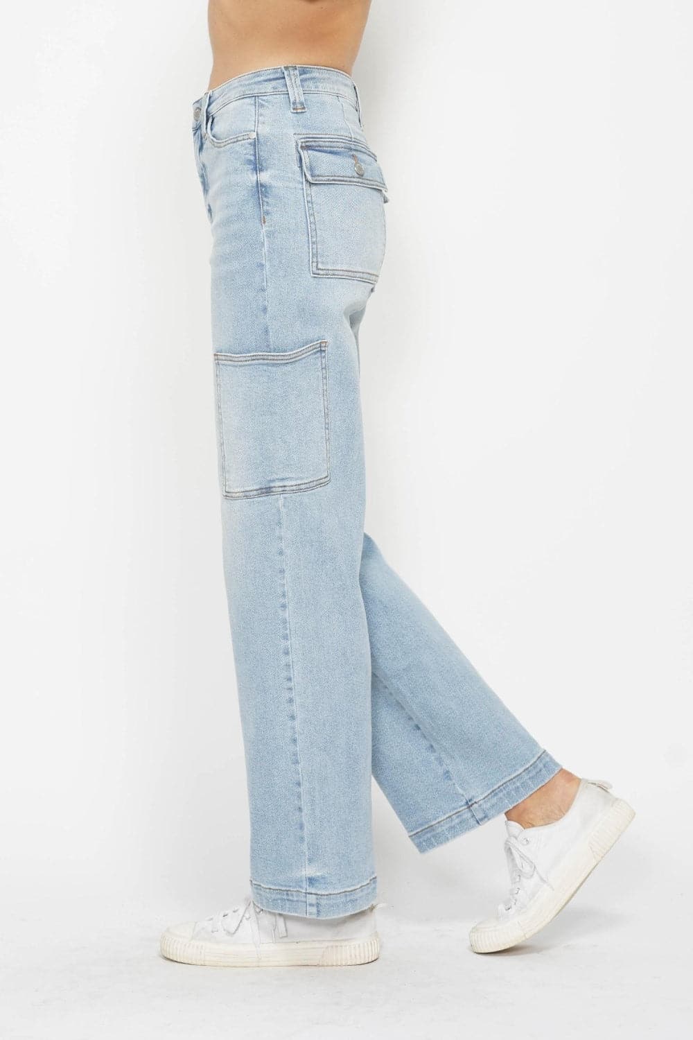 Judy Blue Full Size High Waist Straight Cargo Jeans.