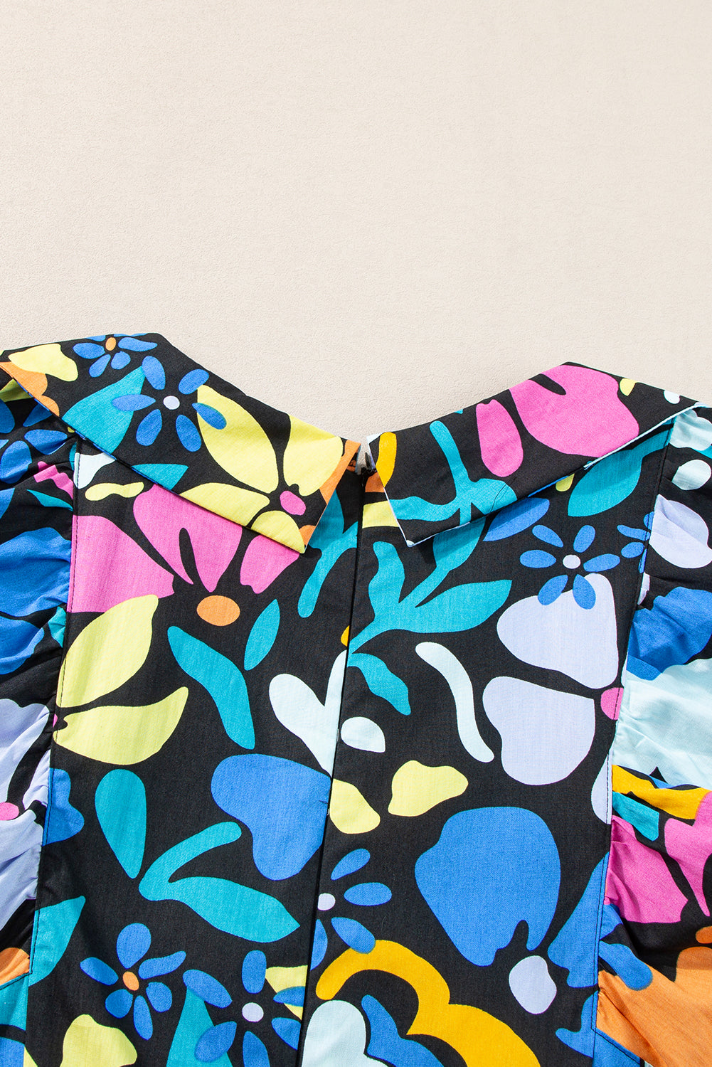 Blue Split Neck Collared Plus Floral Dress Divine Design4U