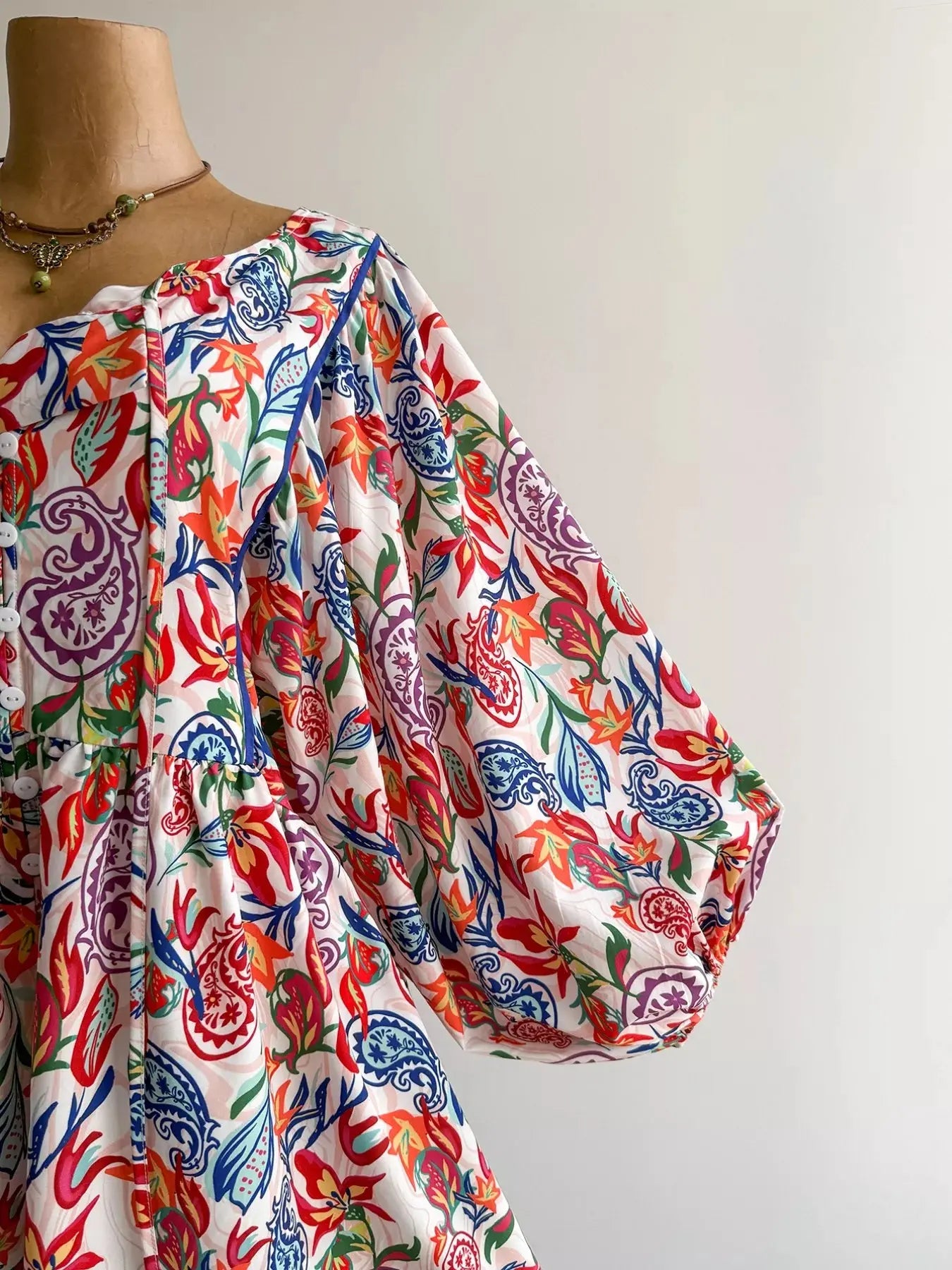 Plus Size Boho Floral Print Button-Down Romper Simply Love