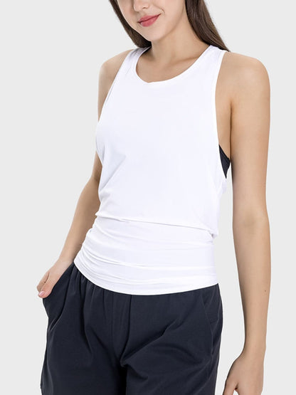 Round Neck Wide Strap Active Tank.