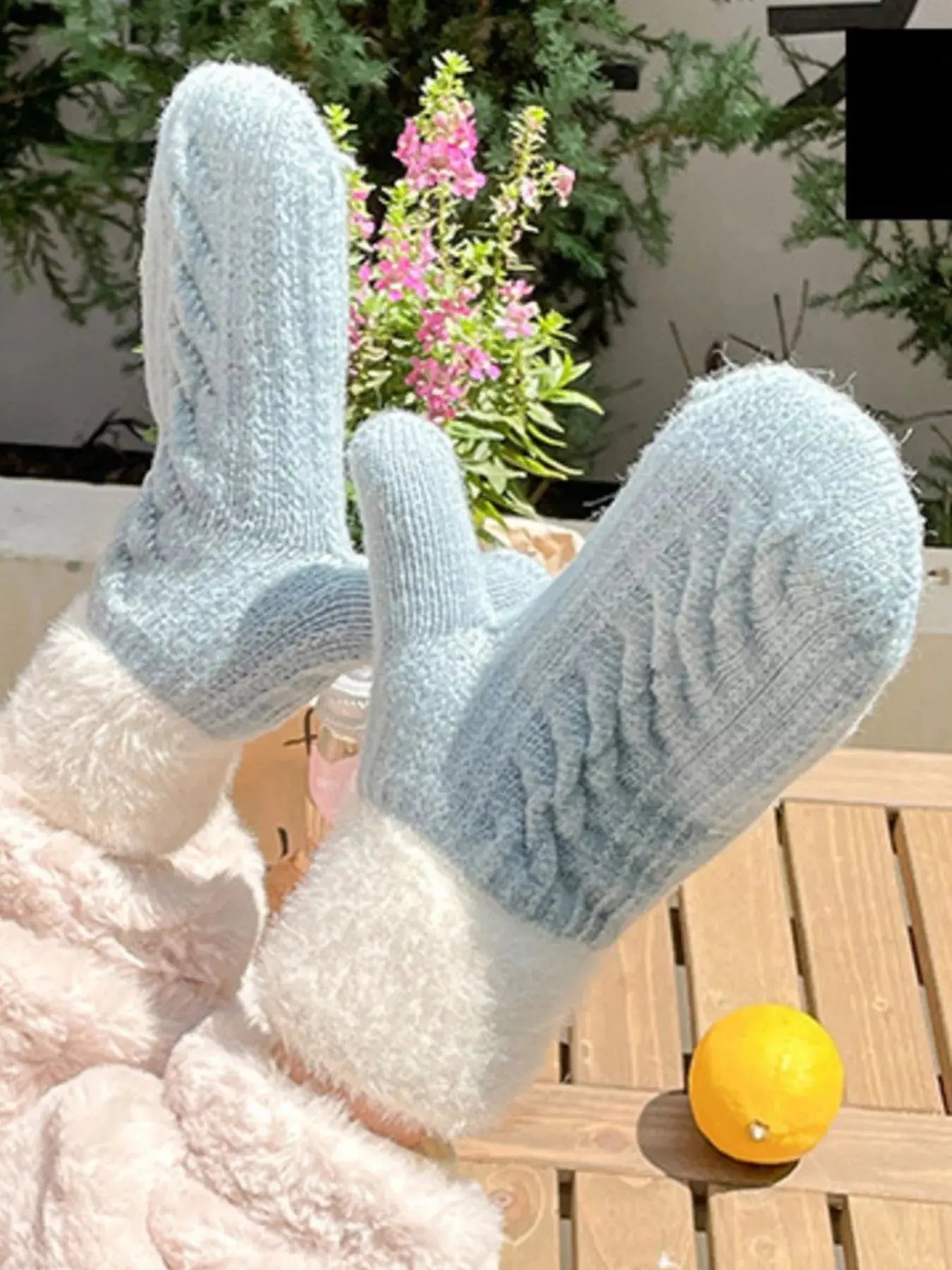 Cozy Knit Mittens with Fur Cuff Simply Love
