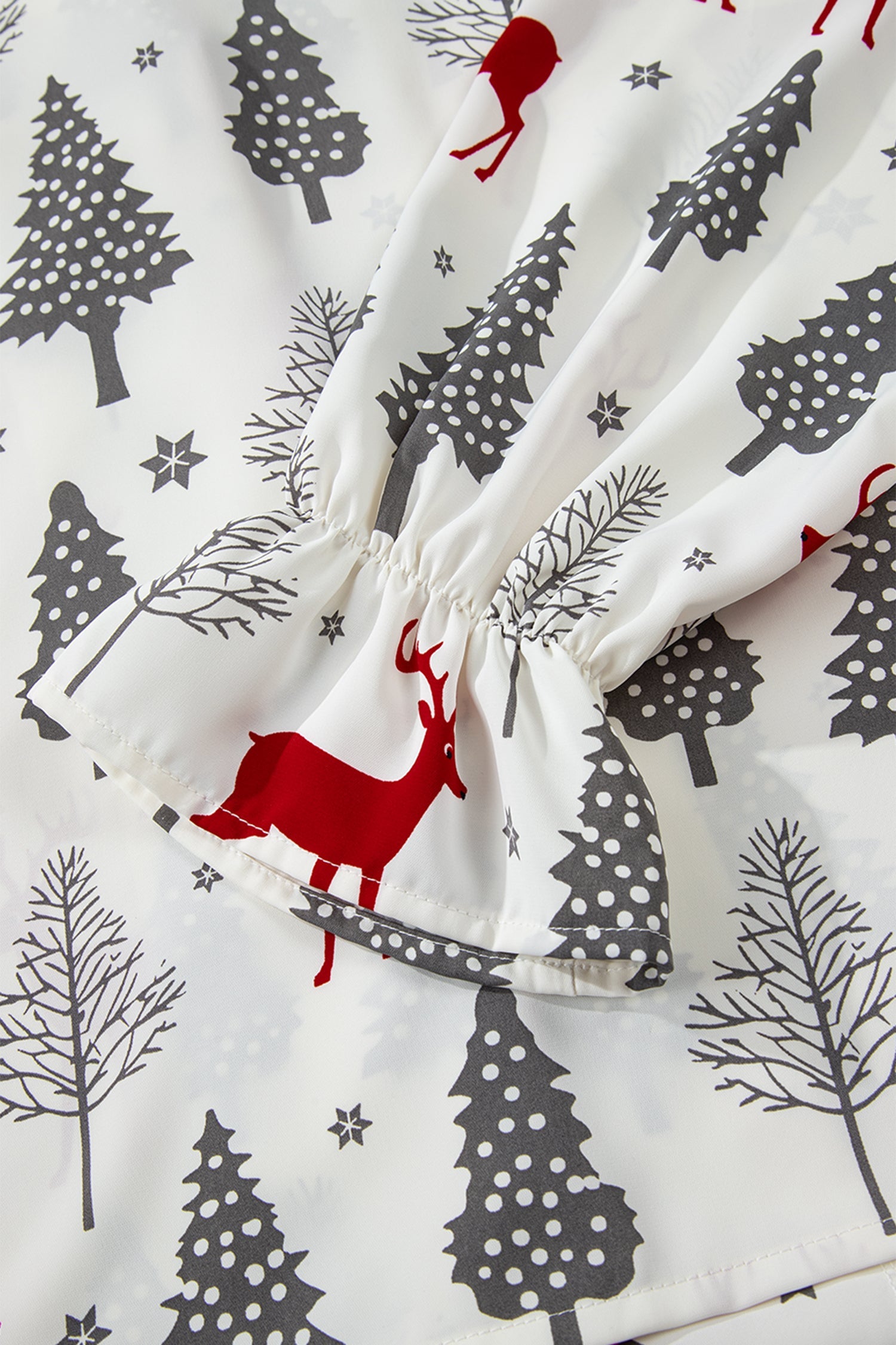 White Christmas Pajama Set 2 Piece Velvet Trim Bow Knot Short Set Dear-Lover Dropshipping