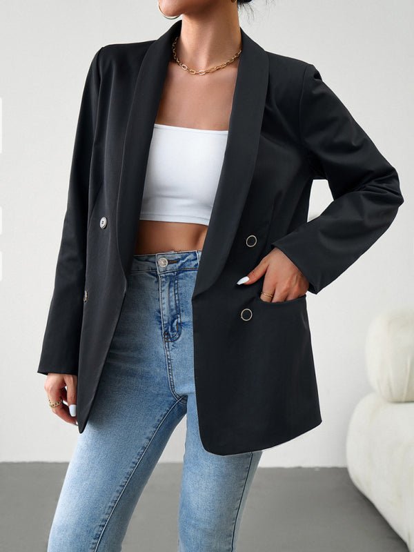 Elegant Commuter Double - Breasted Ladies Suit Jacket - Love Salve
