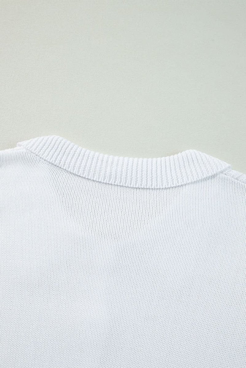 Elegant White Collared Casual Button - Up Sweater with Loose Fit - Love Salve