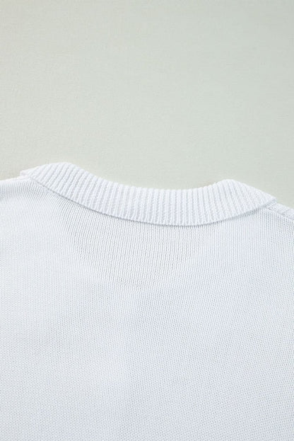 Elegant White Collared Casual Button - Up Sweater with Loose Fit - Love Salve