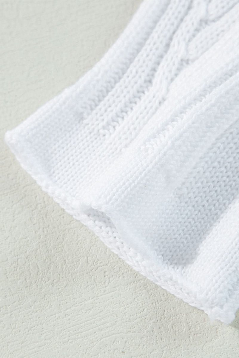 Elegant White Collared Casual Button - Up Sweater with Loose Fit - Love Salve