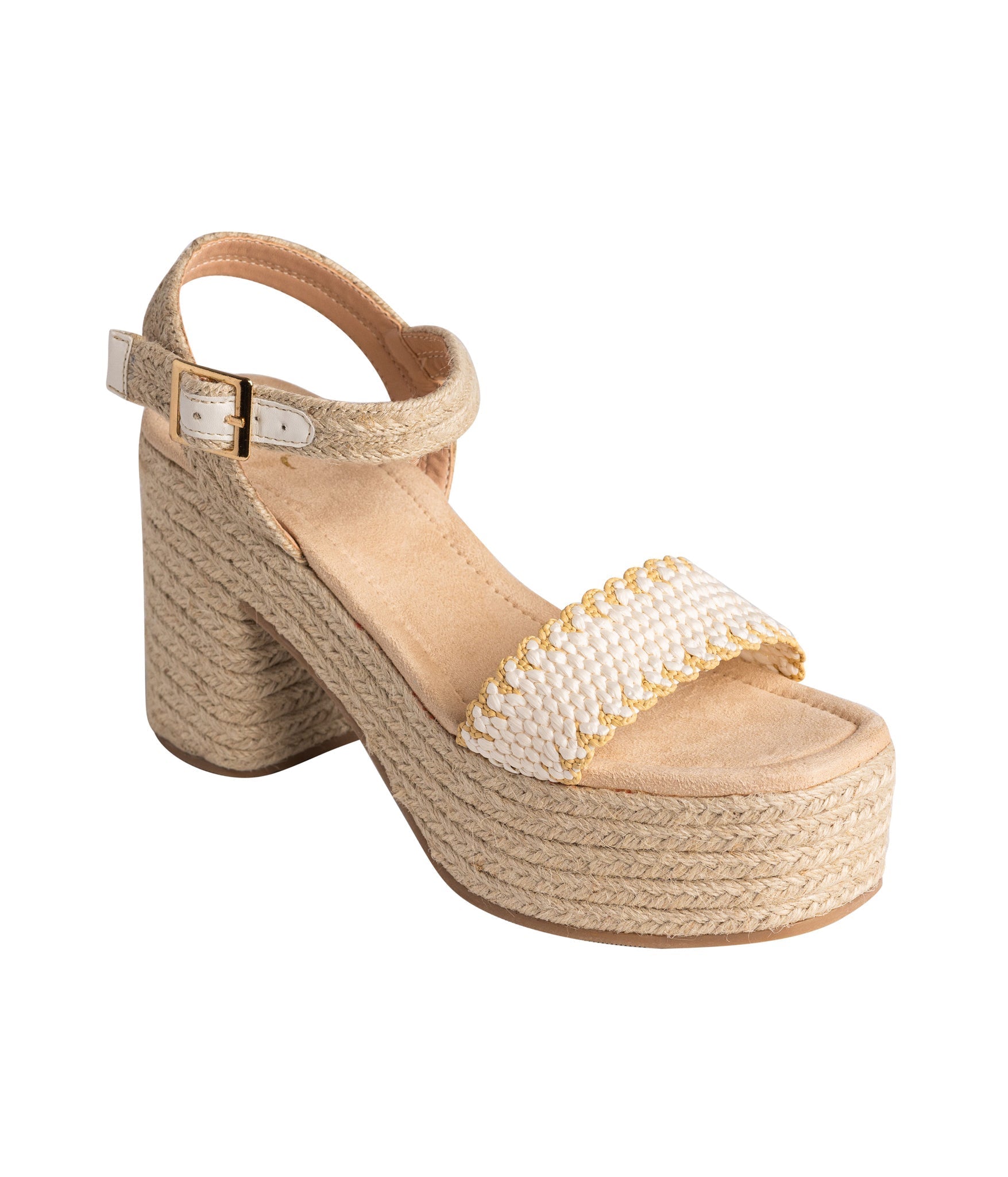 Elise Platform Sandals Off White Ankle Strap 3.5 Inch Heel Naughty Monkey
