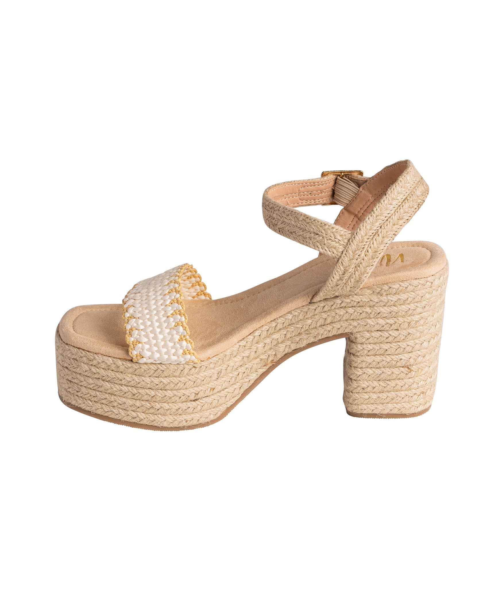 Elise Platform Sandals Off White Ankle Strap 3.5 Inch Heel Naughty Monkey