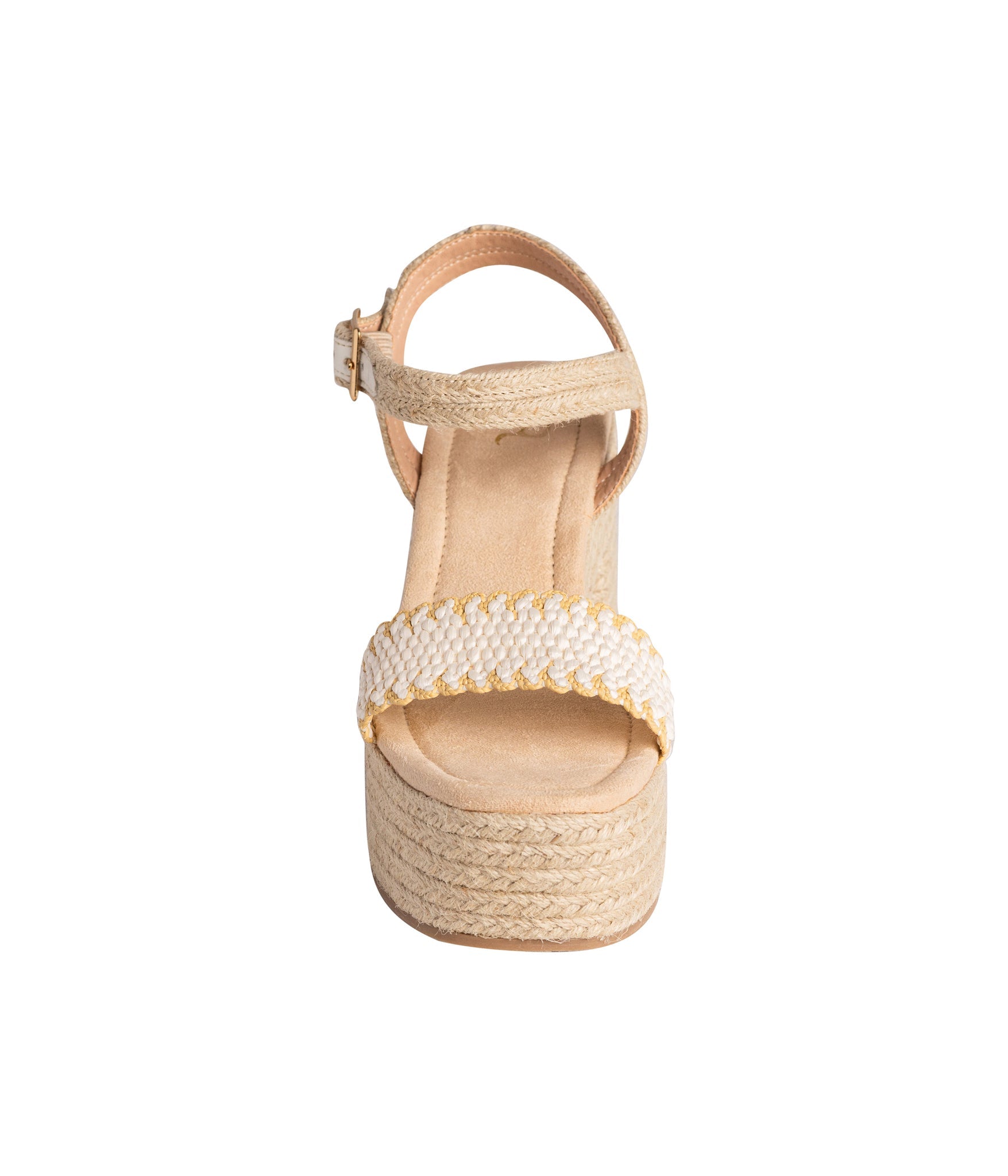 Elise Platform Sandals Off White Ankle Strap 3.5 Inch Heel Naughty Monkey