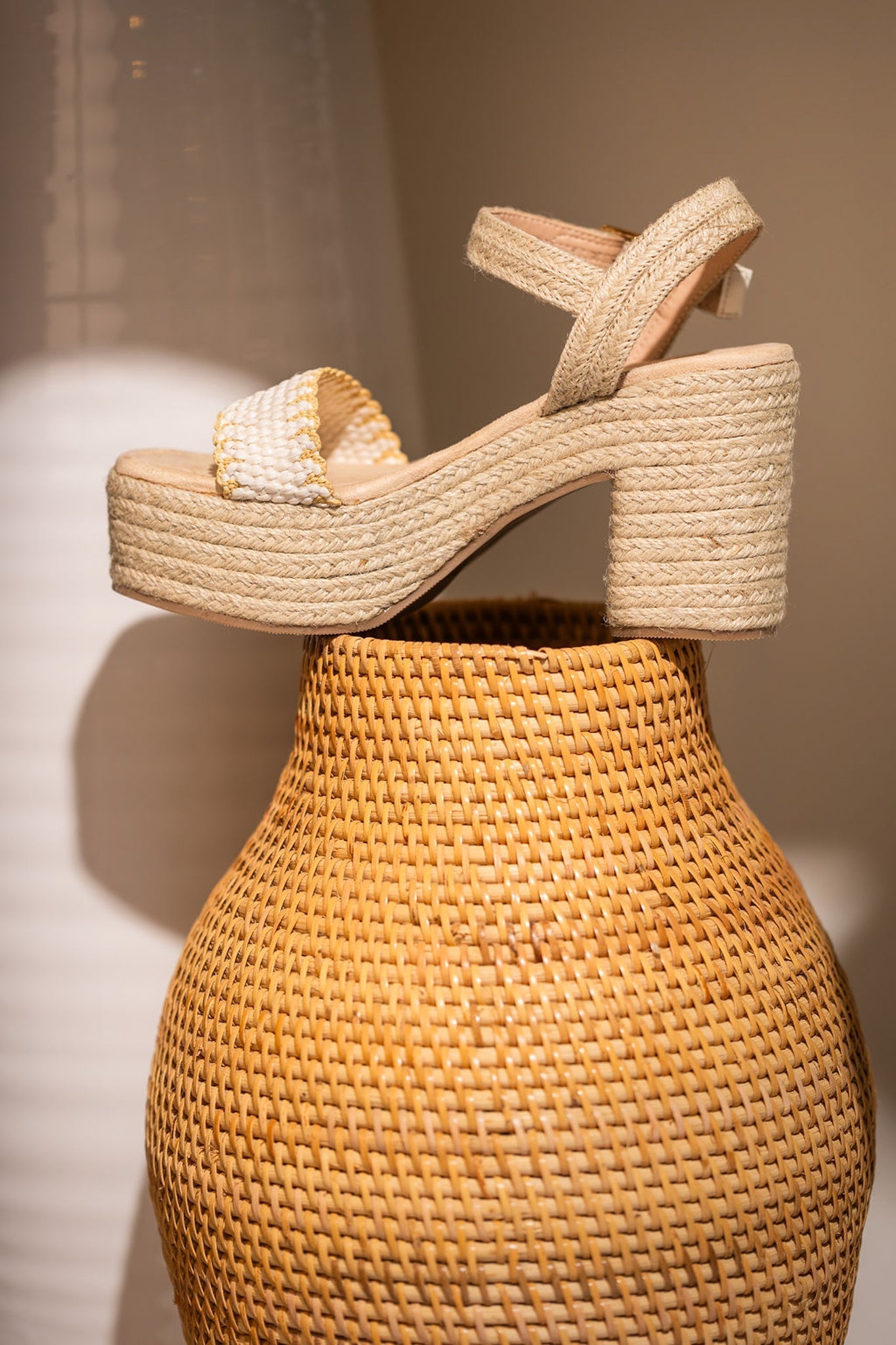 Elise Platform Sandals Off White Ankle Strap 3.5 Inch Heel Naughty Monkey