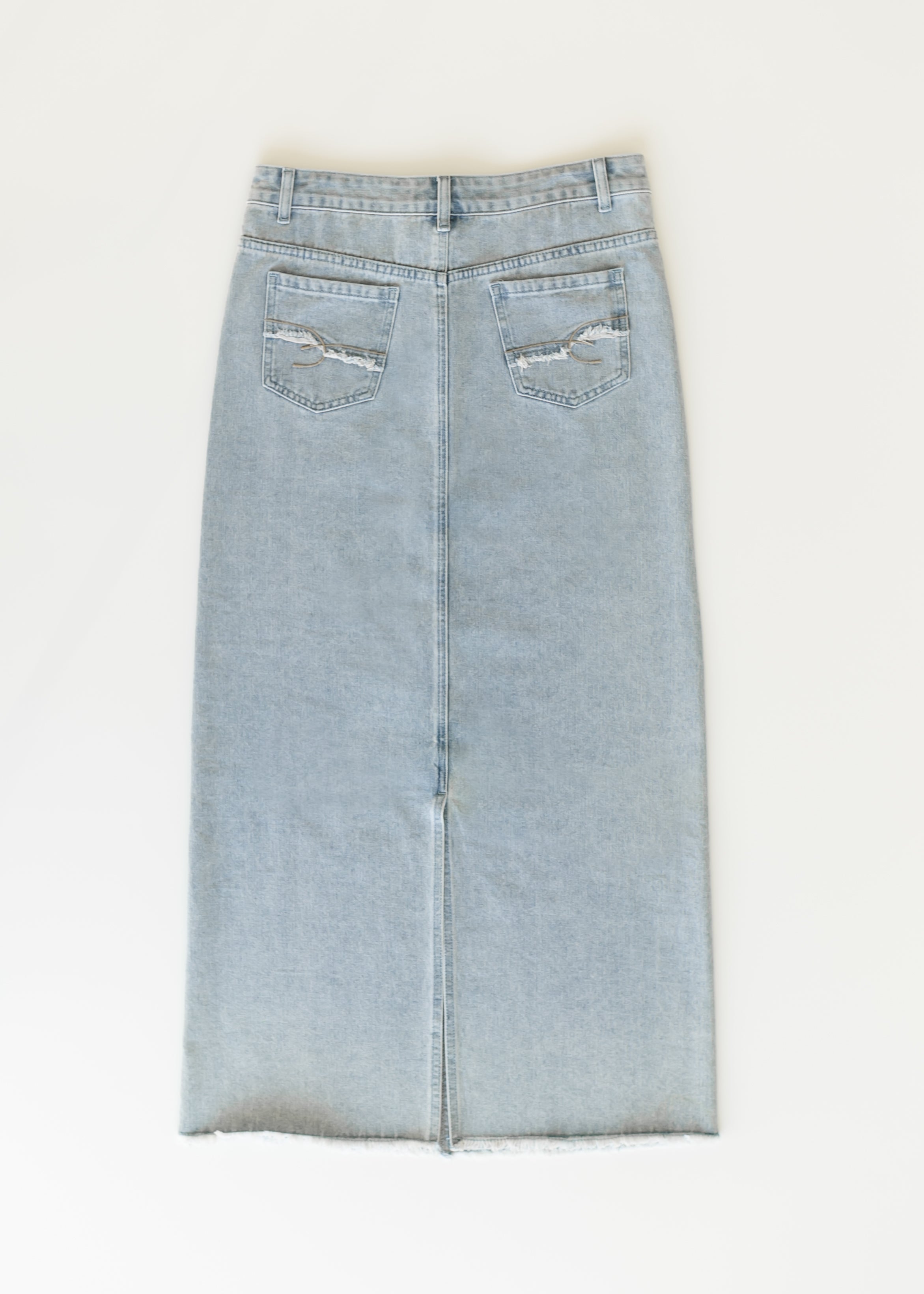 Elisha Light Wash Long Denim Skirt Inherit Co.