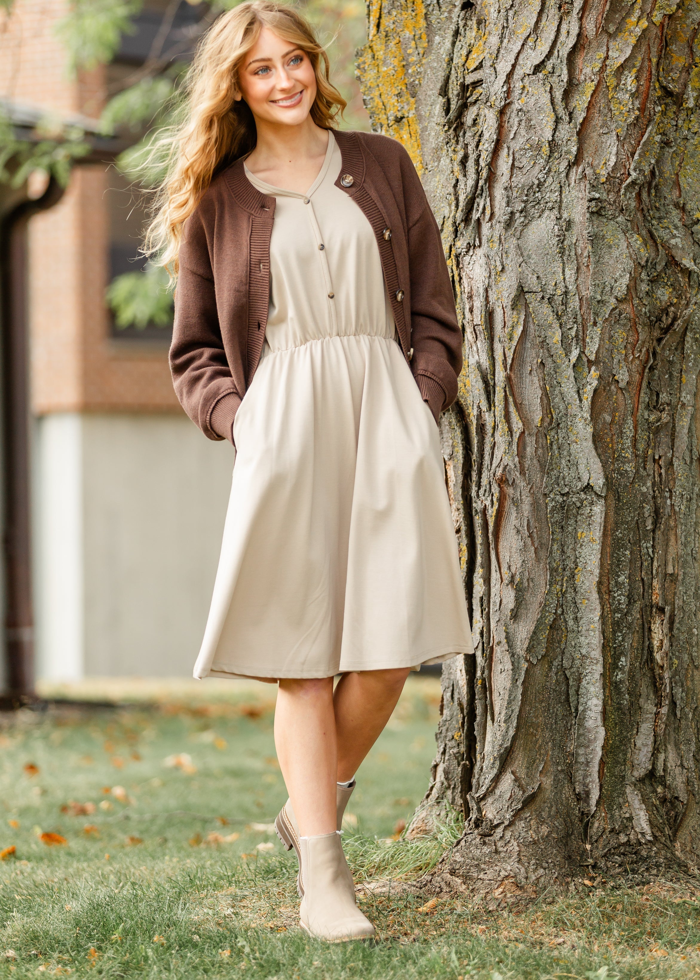 Ella Cinched Waist Midi Dress Inherit Co.