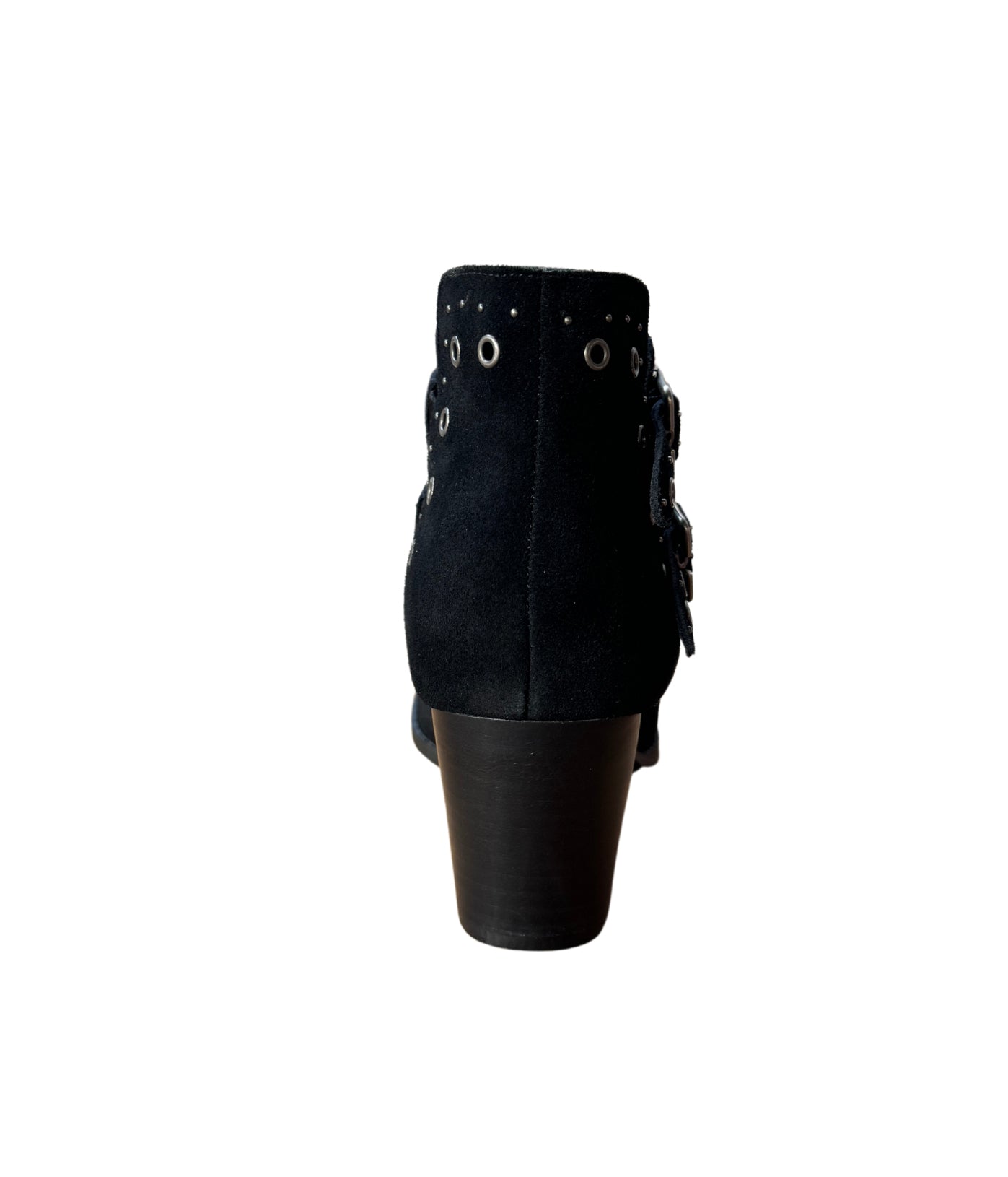 Elsa Leather Ankle Boots Black With Brass Buckles Grommets Naughty Monkey