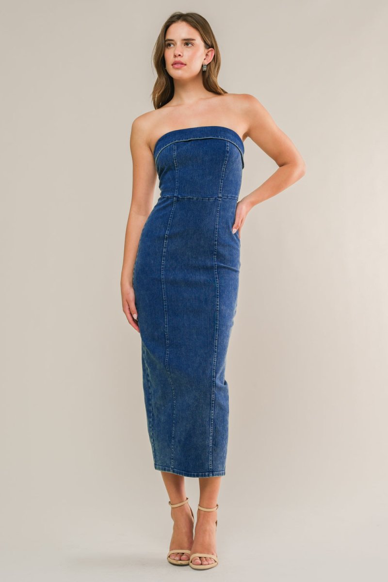 ENDLESS SUNSETS DENIM MIDI DRESS - Love Salve 