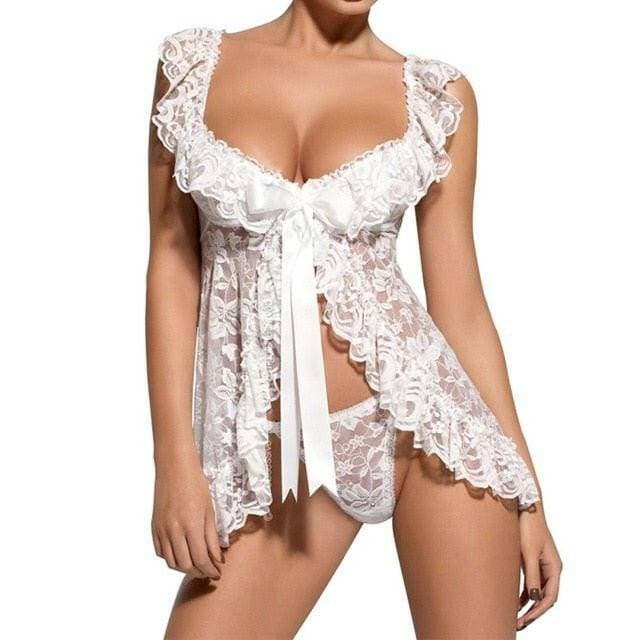 Seductive Lace Nightwear Set with G-string - Premium Homewear Ensemble for Women - Love Salve 