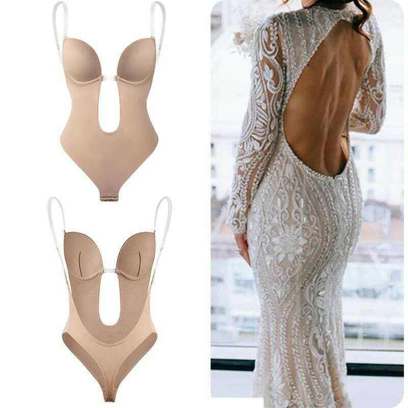 Backless Plunge Shaping Bodysuit with Waist Support - Love Salve 