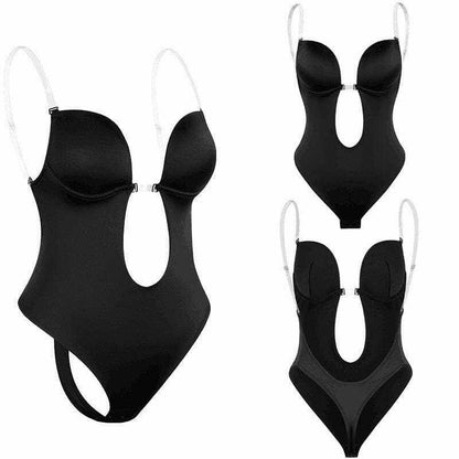 Backless Plunge Shaping Bodysuit with Waist Support - Love Salve 