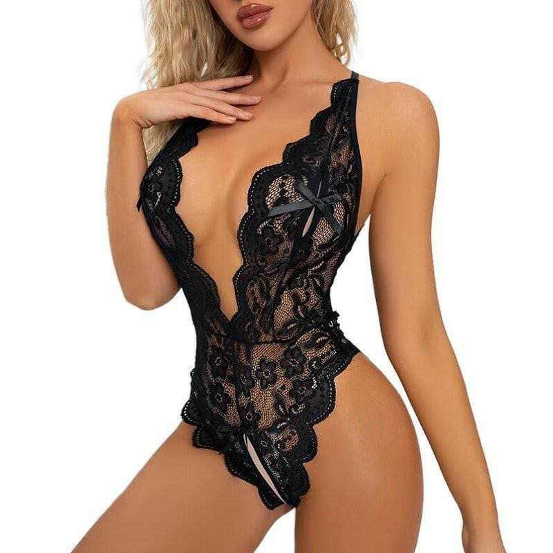 Seductive Lace Open-Back Bodysuit for Women - Love Salve 