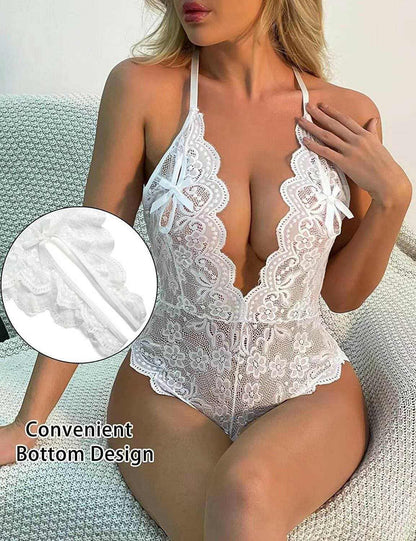 Seductive Lace Open-Back Bodysuit for Women - Love Salve 