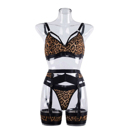 Leopard Print Svelte Suspender Lingerie Ensemble - Love Salve 