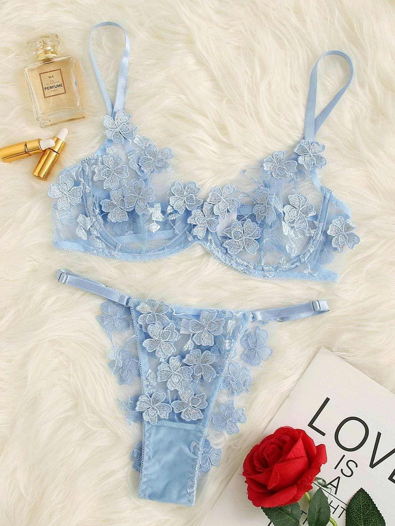 Enchanting Floral Mesh Role Play Lingerie Set - Love Salve 