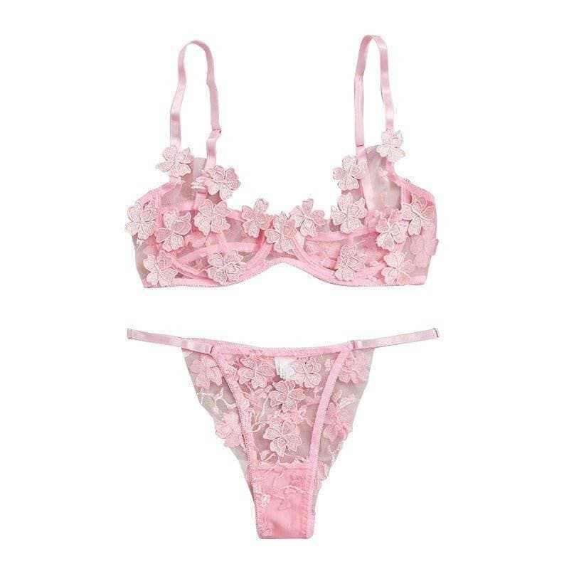 Enchanting Floral Mesh Role Play Lingerie Set - Love Salve 