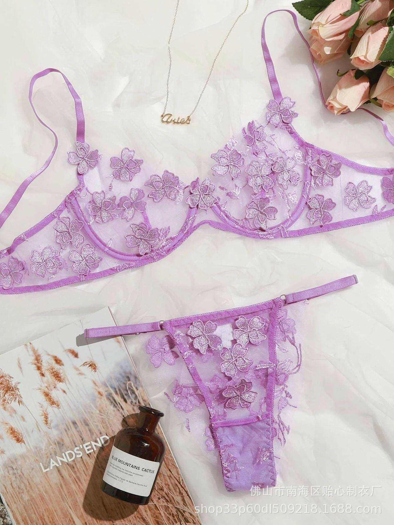 Enchanting Floral Mesh Role Play Lingerie Set - Love Salve 