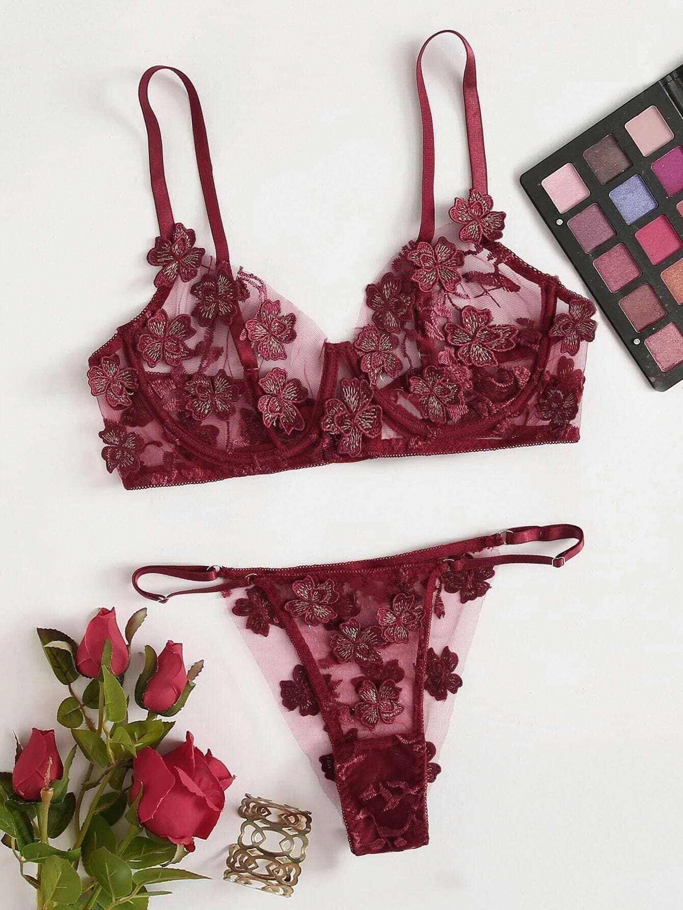 Enchanting Floral Mesh Role Play Lingerie Set - Love Salve 