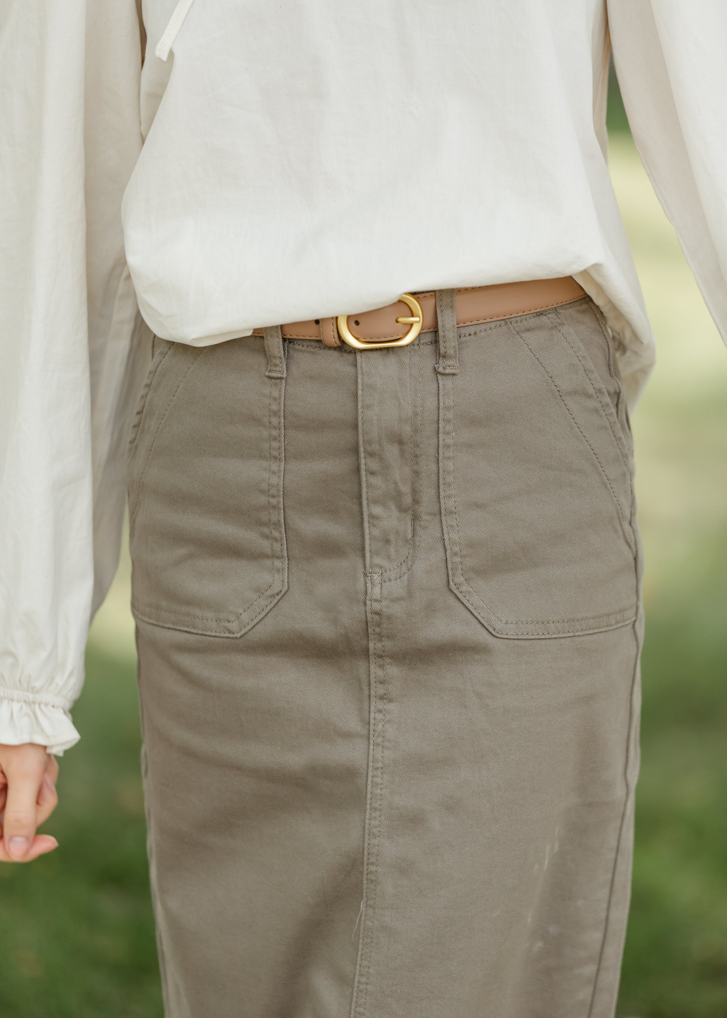 Erica Cotton Twill Midi Skirt Inherit Co.