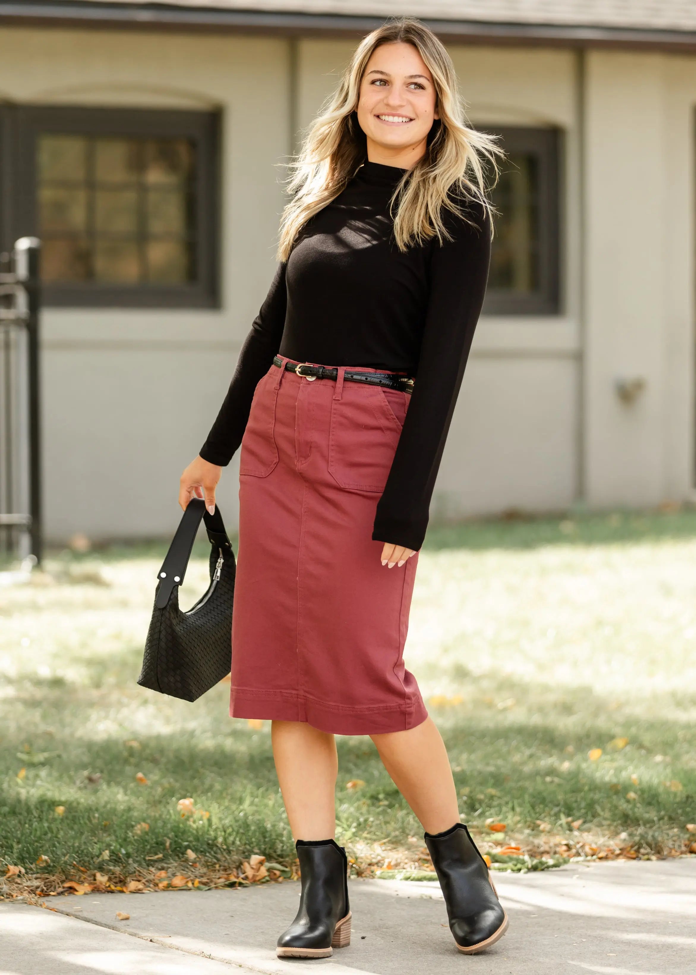 Erica Cotton Twill Midi Skirt Inherit Co.