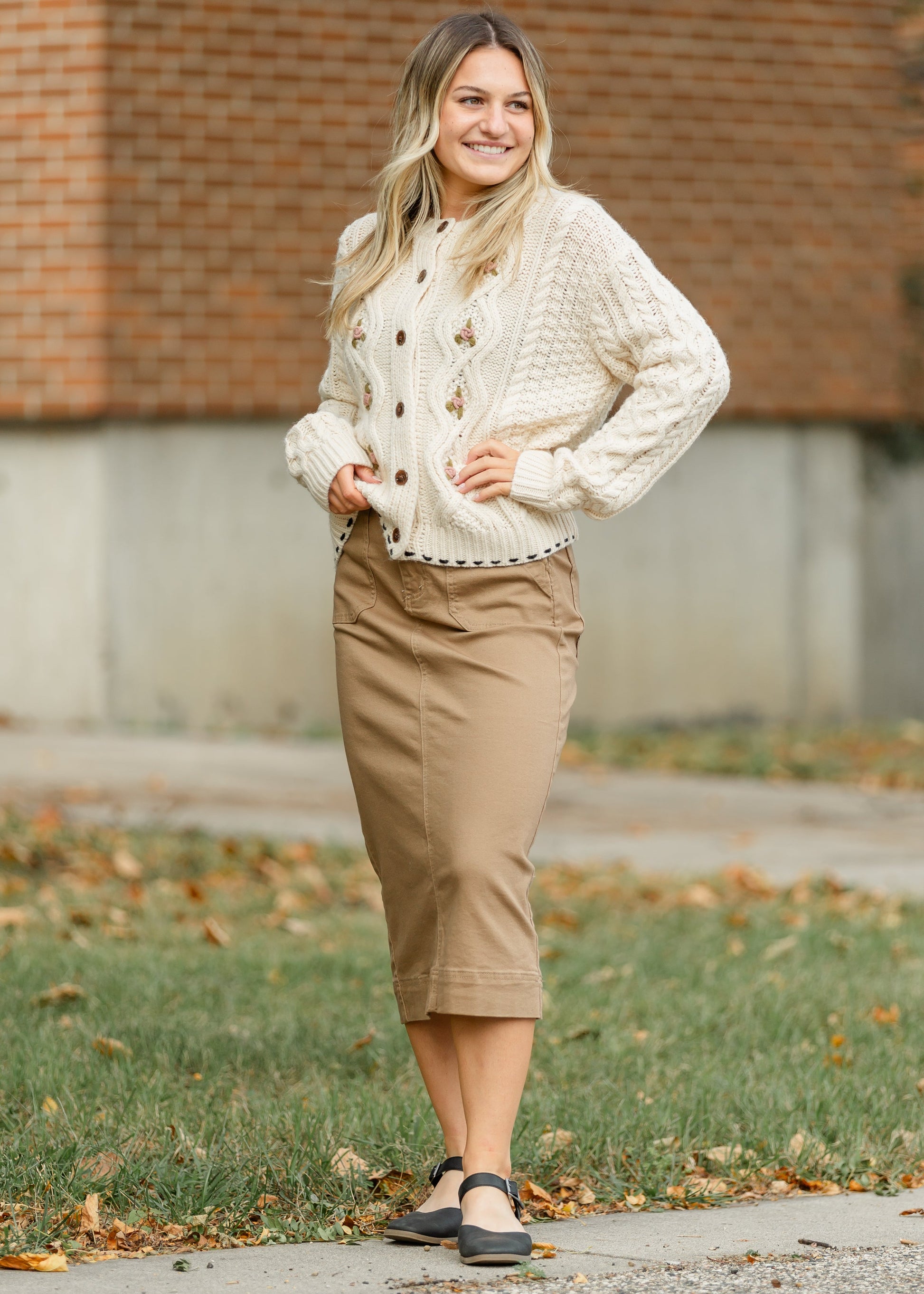 Erica Cotton Twill Midi Skirt Inherit Co.