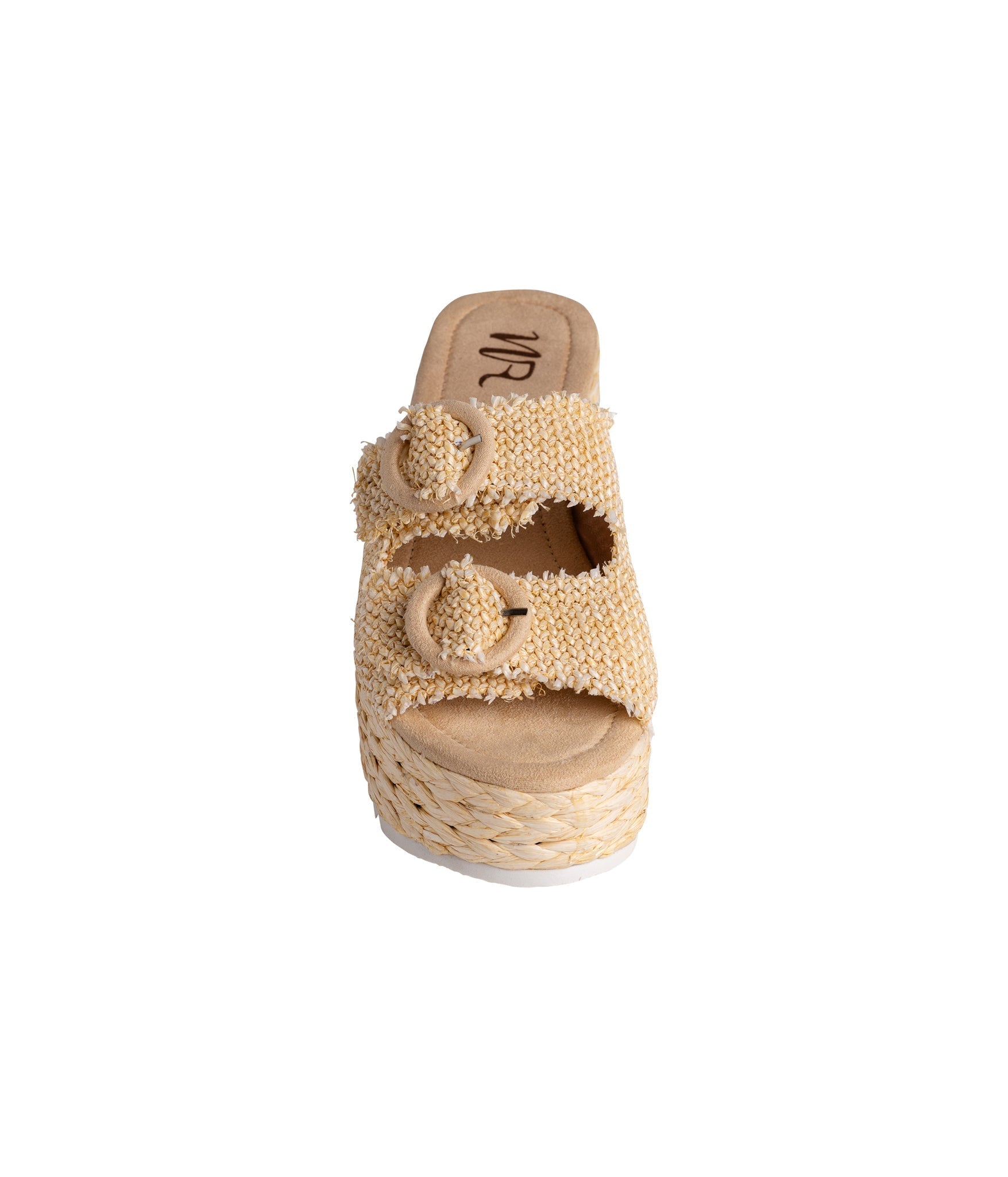 Eriwen Buckle Wedge Sandals Cream Adjustable Straps All Day Naughty Monkey