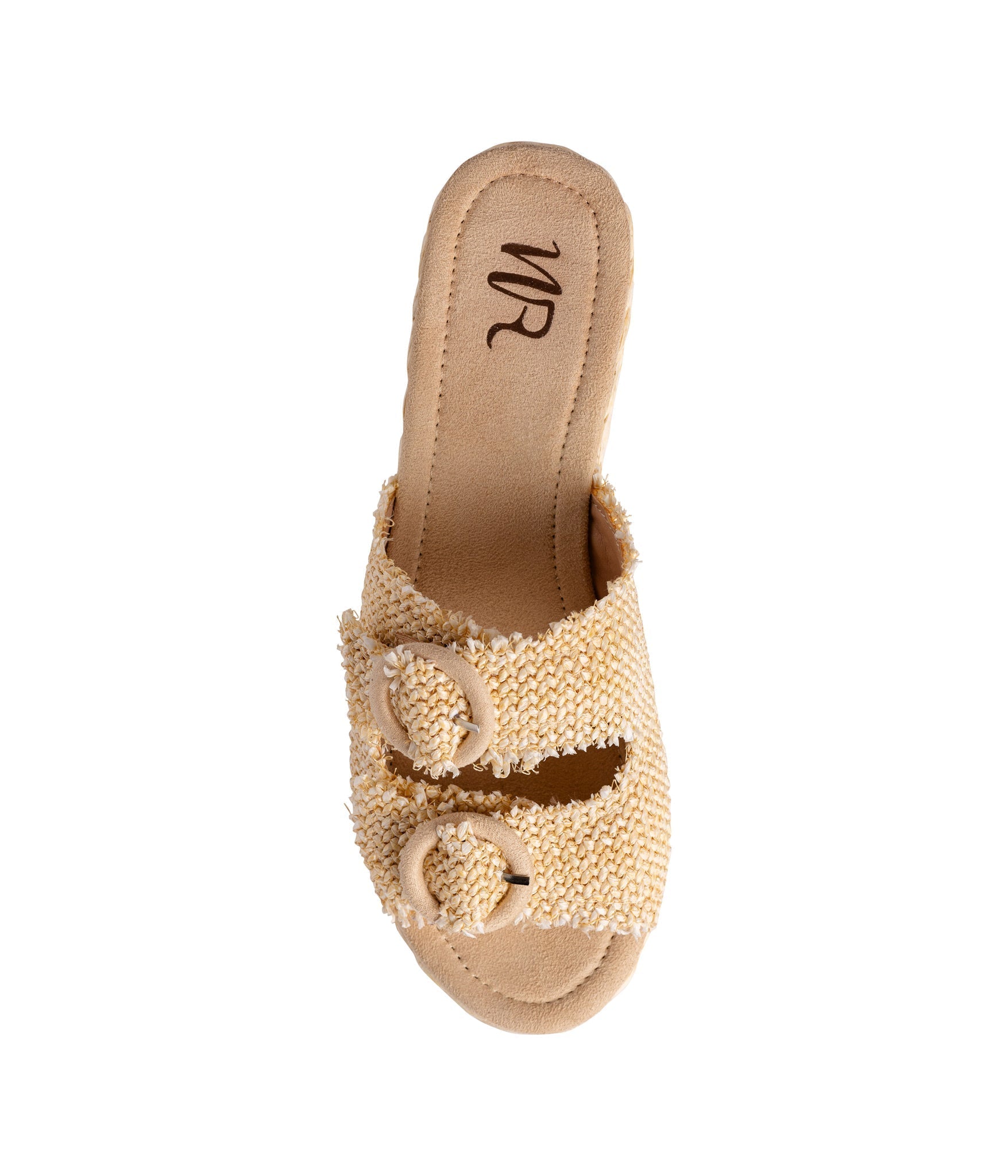 Eriwen Buckle Wedge Sandals Cream Adjustable Straps All Day Naughty Monkey