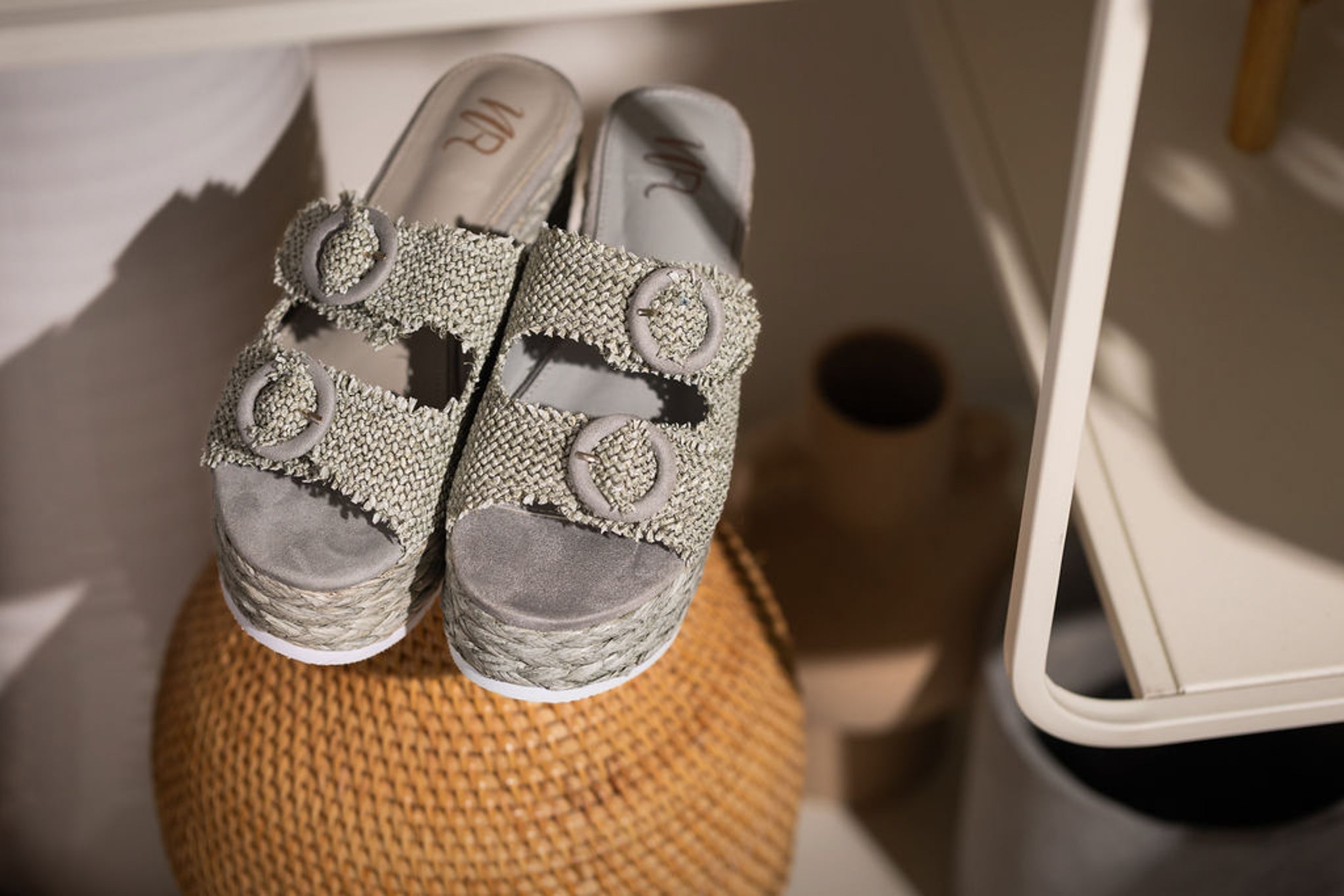 Eriwen Buckle Wedge Teal Sandal Adjustable Dual Straps Naughty Monkey