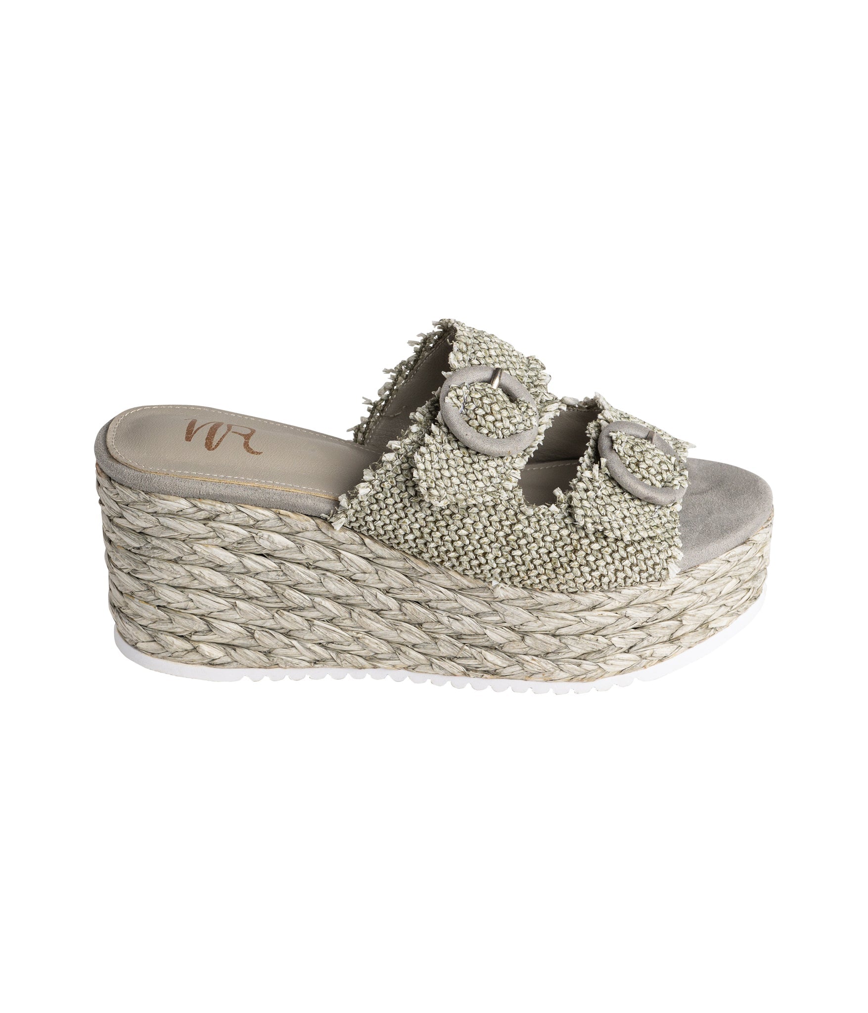 Eriwen Buckle Wedge Teal Sandal Adjustable Dual Straps Naughty Monkey