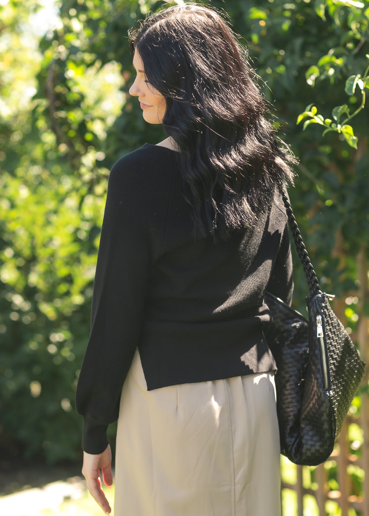 Essential V Neck Balloon Sleeve Sweater For Women Online Inherit Co.