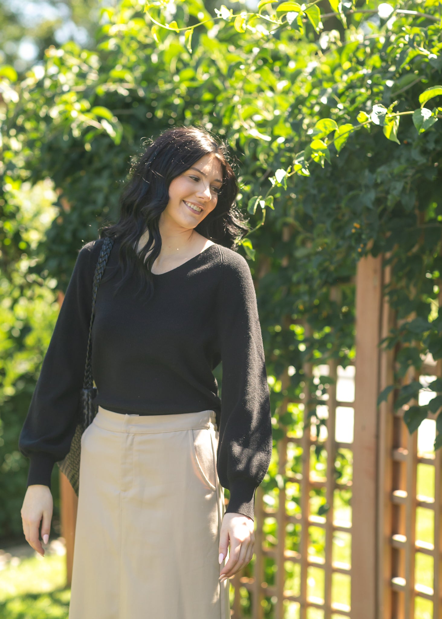 Essential V Neck Balloon Sleeve Sweater For Women Online Inherit Co.