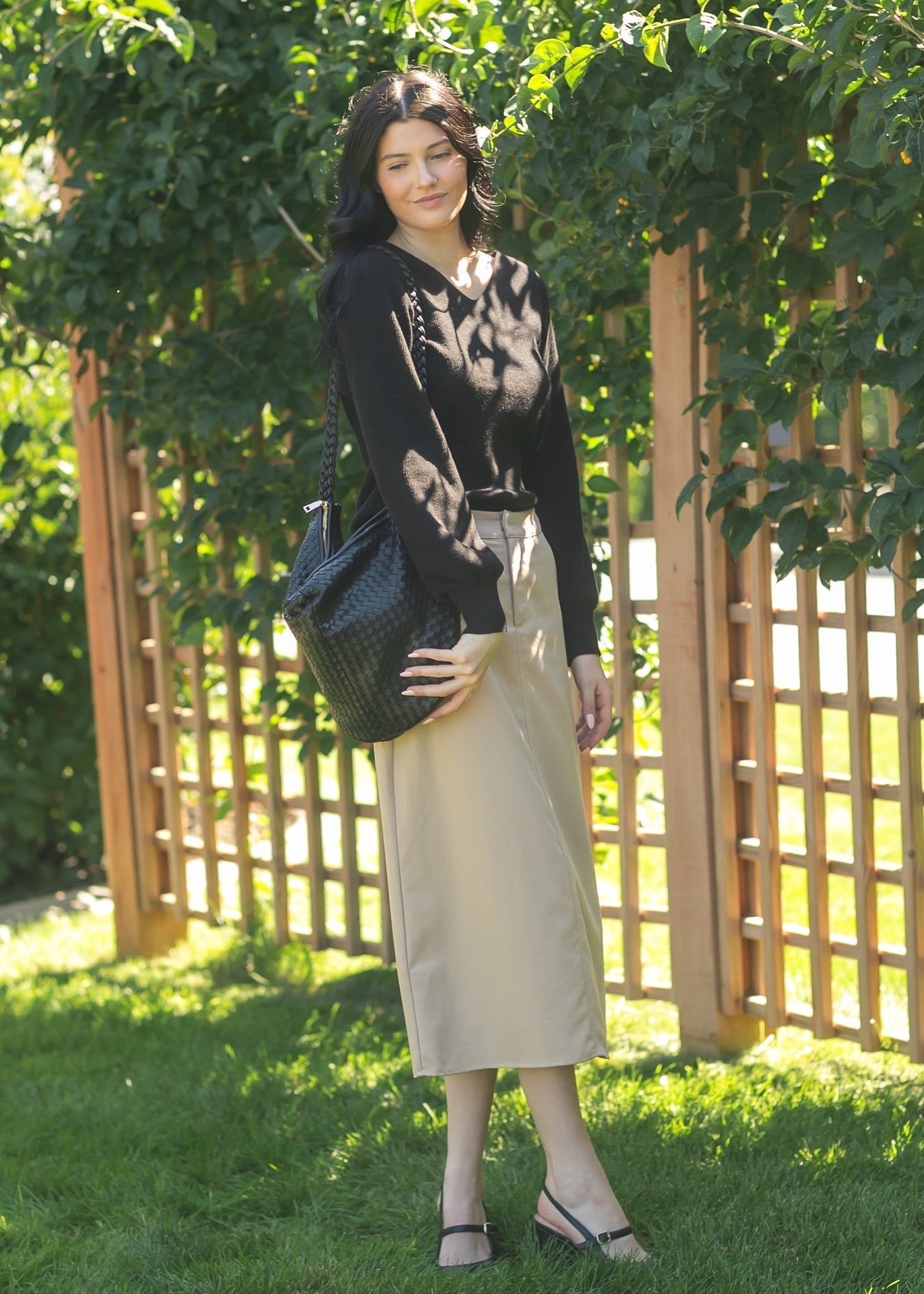 Essential V Neck Balloon Sleeve Sweater For Women Online Inherit Co.