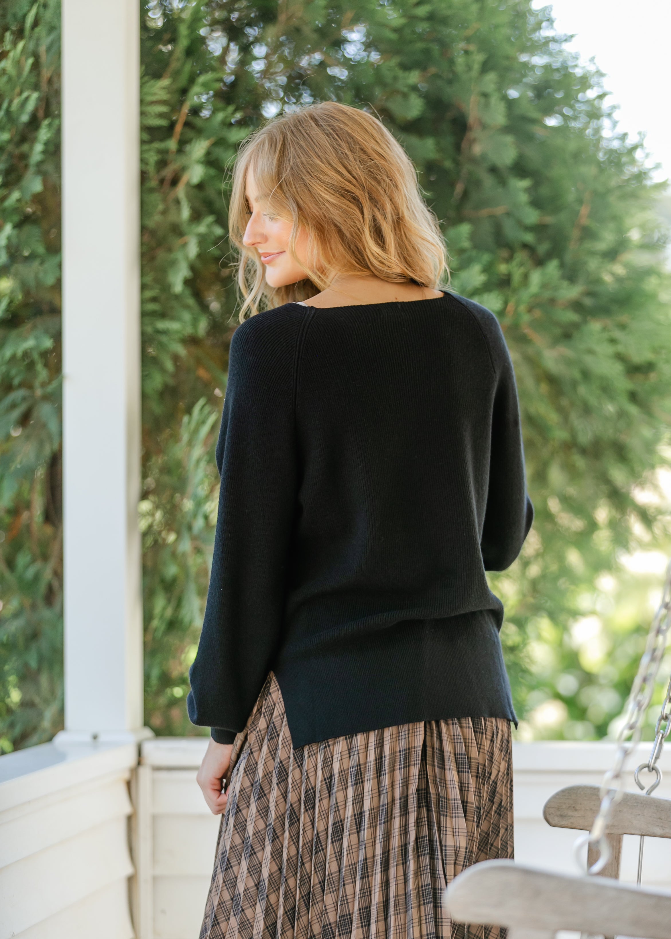 Essential V Neck Balloon Sleeve Sweater For Women Online Inherit Co.