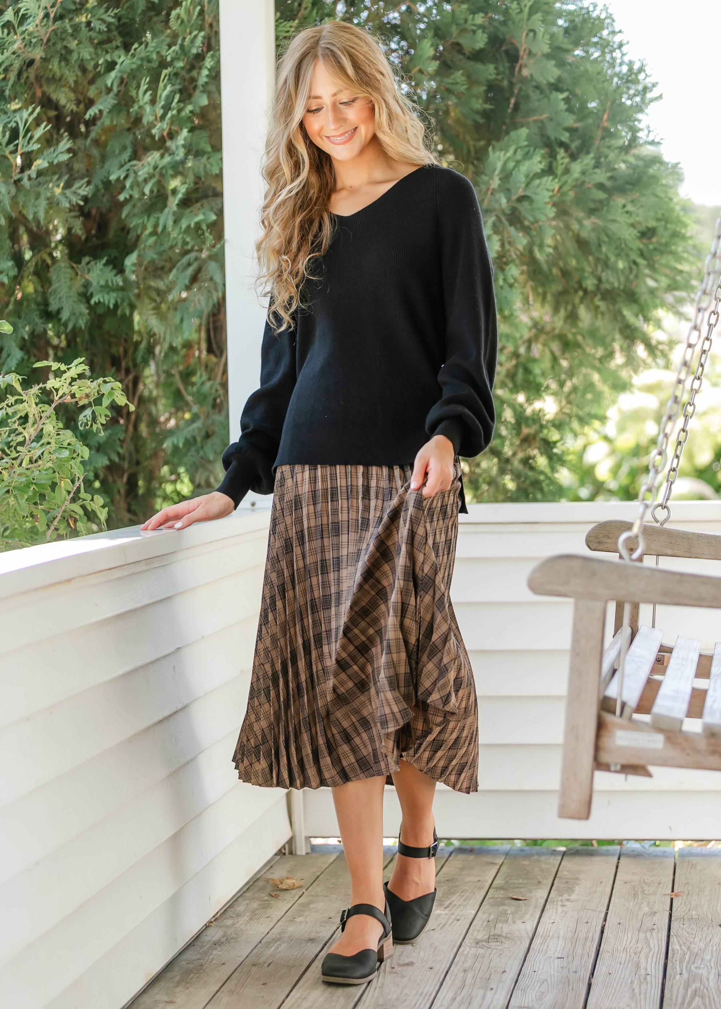 Essential V Neck Balloon Sleeve Sweater For Women Online Inherit Co.