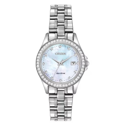 Bids.com Citizen Women's Silhouette watch, an elegant stainless steel timepiece with a refined dial, perfect for discerning s