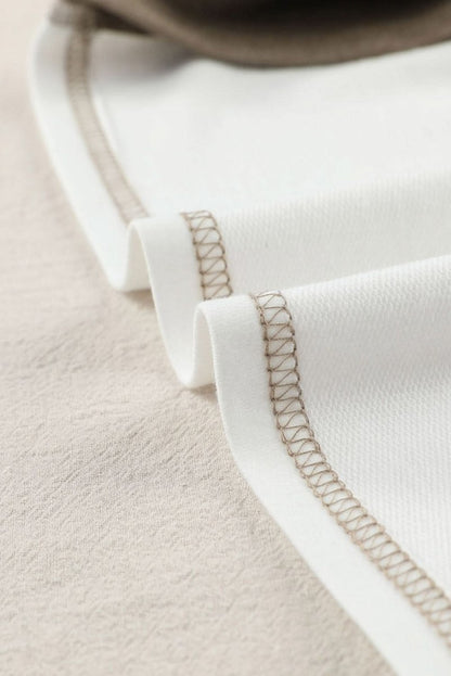 Exposed Seam Contrast Round Neck Long Sleeve Top - Love Salve 